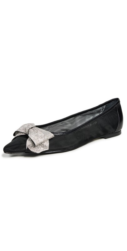 Schutz Lyla Mesh Bow Ballet Flats Black