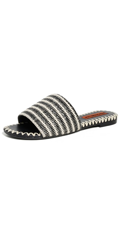 SIMONMILLER Stripe Raffia Salerno Sandals Black/Natural Stripe