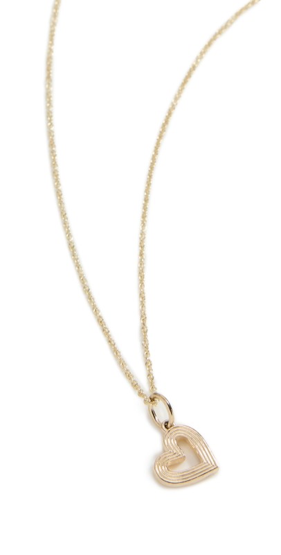 Sydney Evan 14k Fluted Heart Charm Necklace Yellow Gold