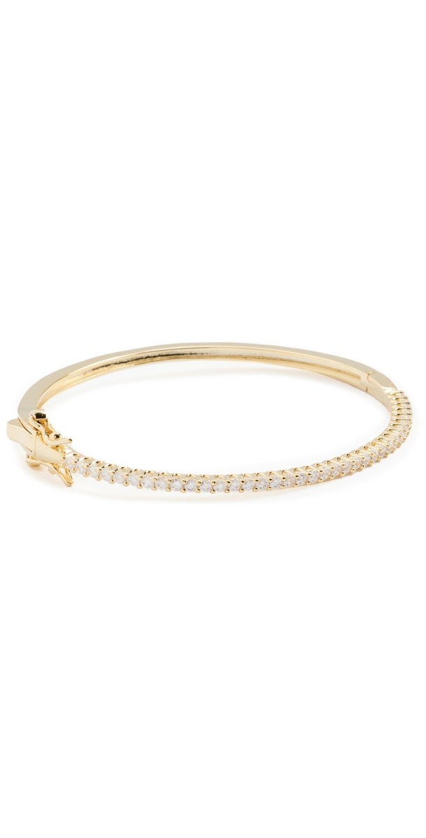 By Adina Eden Cubic Zirconia Tennis Bangle Bracelet Gold