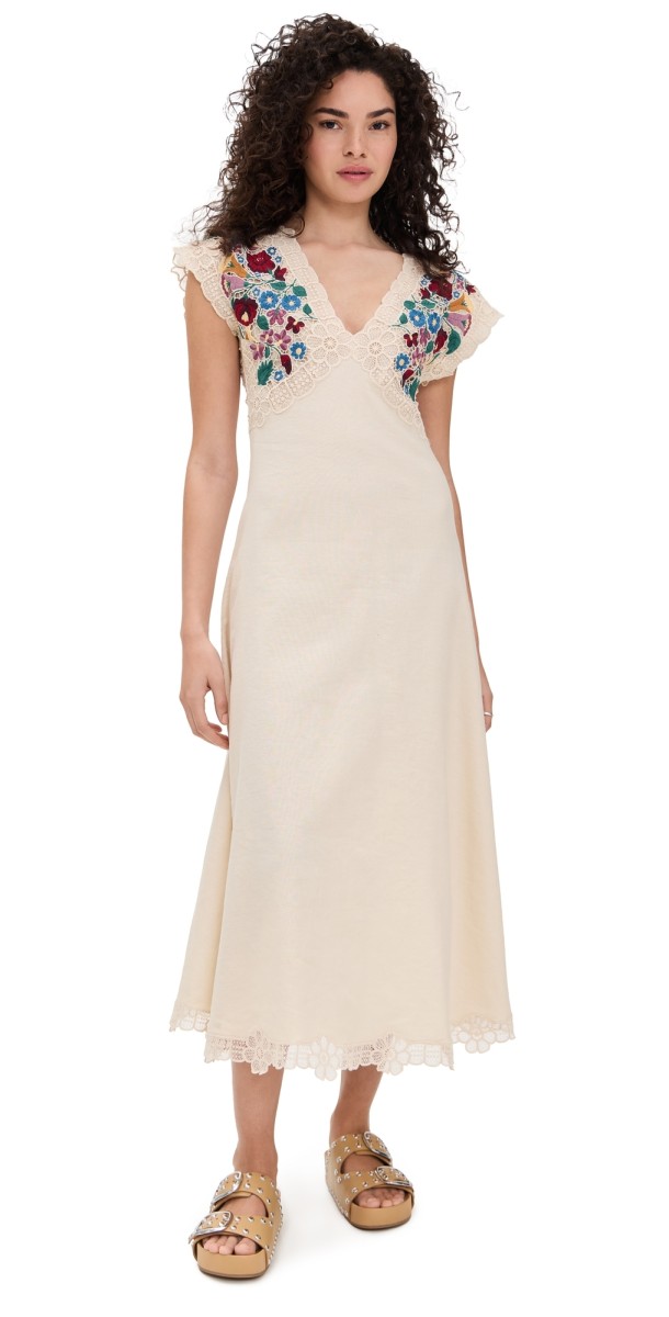 Sea Katharine Embroidery V Neck Dress Multi