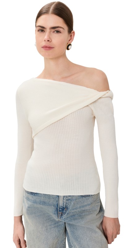 Reformation Lilou Regenerative Merino Sweater Cream