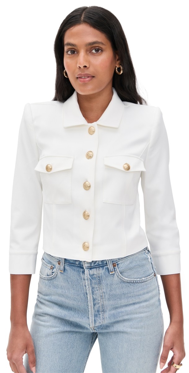 L'AGENCE Kumi Cropped Fitted Jacket White