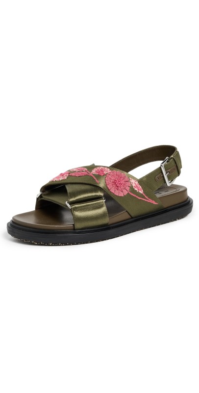 Marni FB Crisscross Sandals Deep Sage