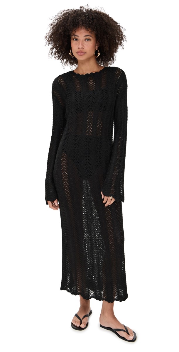 Show Me Your Mumu Packable Maxi Pullover Black Crochet