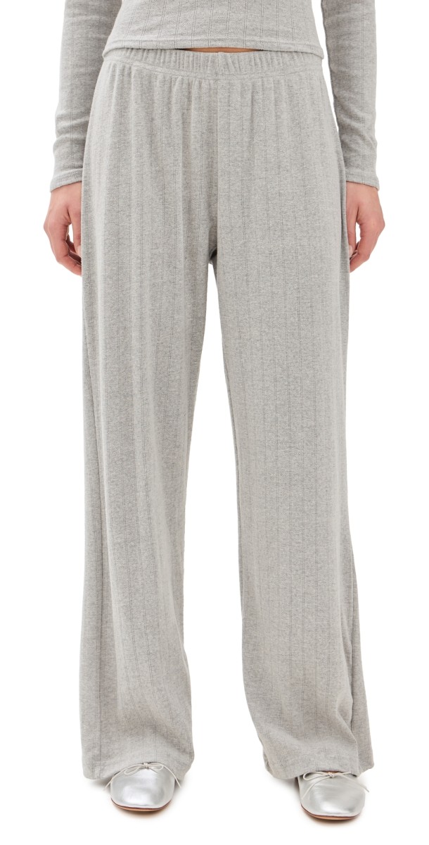 perfectwhitetee Pointelle Lounge Pants Heather Grey