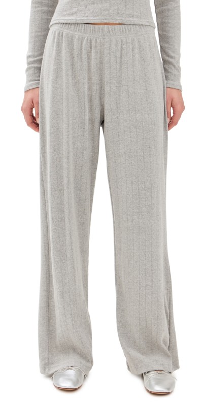 perfectwhitetee Pointelle Lounge Pants Heather Grey