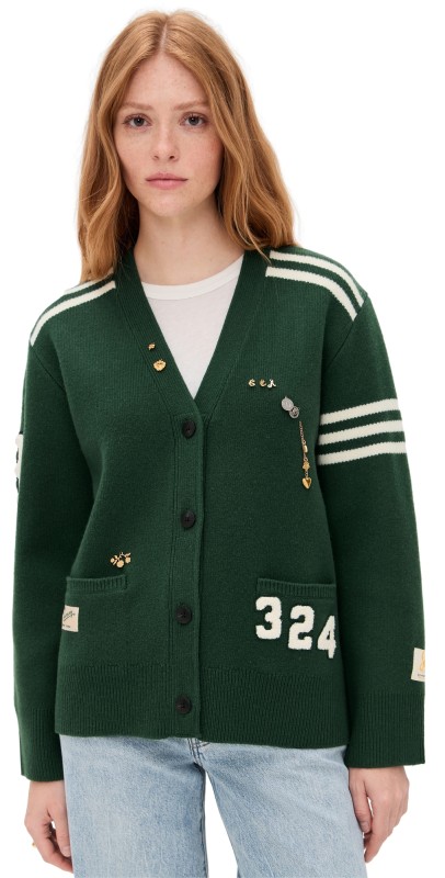 Sea Arther Varsity Knit Cardigan Pine