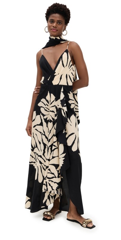 Johanna Ortiz Santa Cruz Maxi Dress CLAVEL ECRU/BLACK