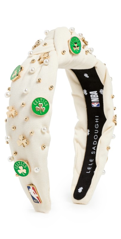 Lele Sadoughi Lele x Boston Celtics Embellished Headband Ivory 100