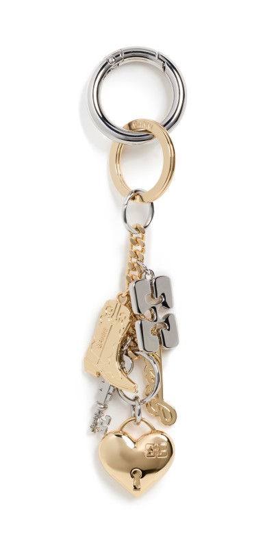GANNI Silver and Gold Ganni Bou Charms Key Ring Mixed Colors