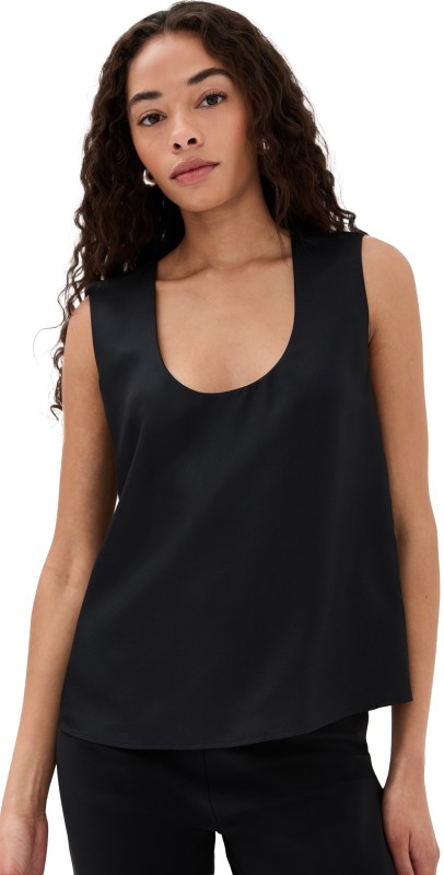 Róhe Scoop Neck Silk Top Black