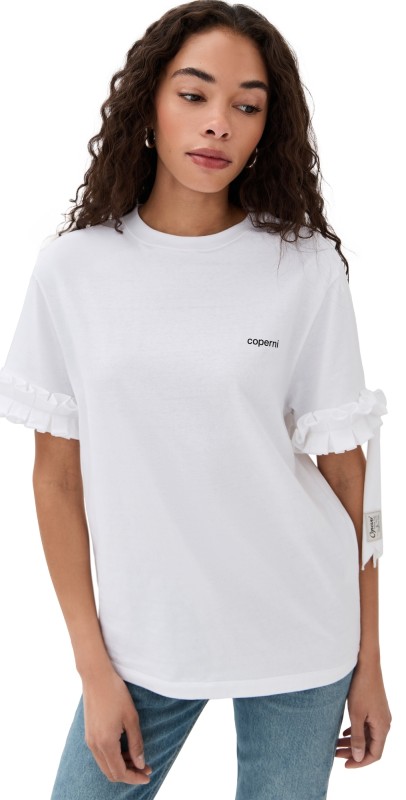Coperni Ruffle Logo Boxy T-Shirt White
