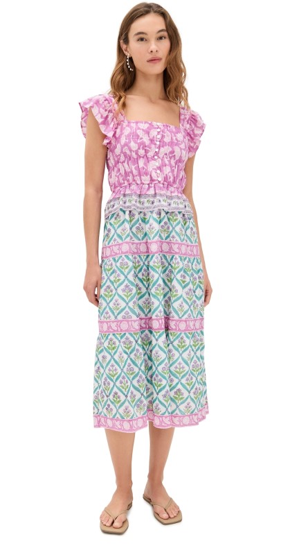 Bell Fleur Midi Dress Mixed Prints