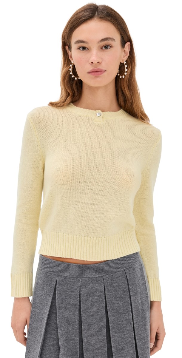 Sandy Liang Pino Cashmere Sweater Pale Yellow