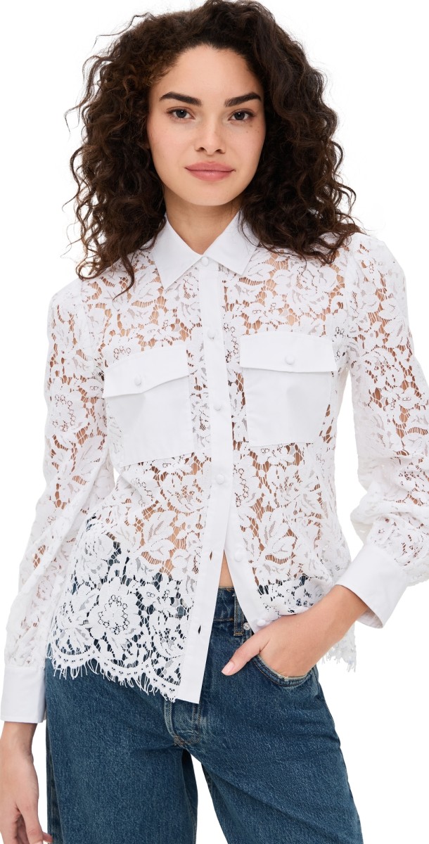 Generation Love Anisa Lace Poplin Combo Shirt White
