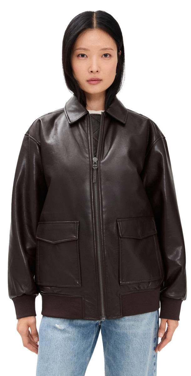 ANINE BING Kelanie Jacket - Deep Brown Recycled Leather Dark Brown