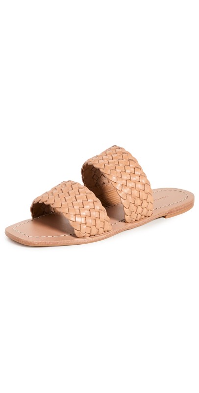 Loeffler Randall Two Band Woven Flat Sandals Honey