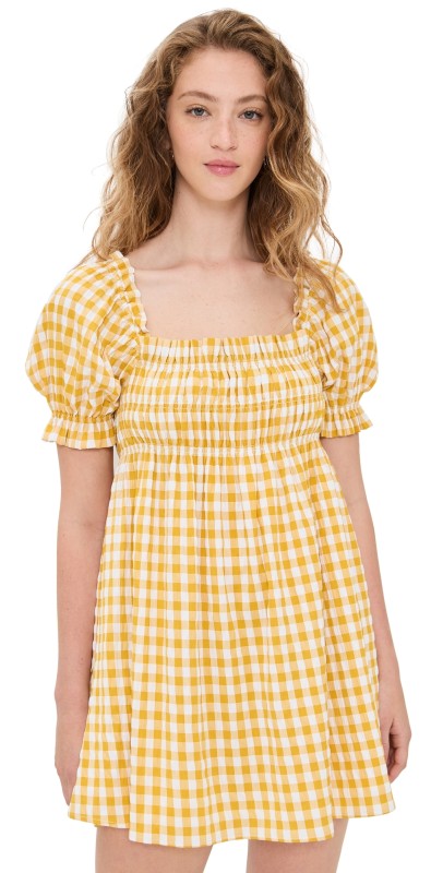 o. p.t Cotton Catalina Dress Yellow Plaid