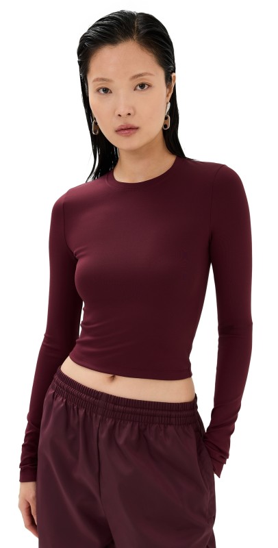 WARDROBE. NYC Opaque Long Sleeve Tee Oxblood