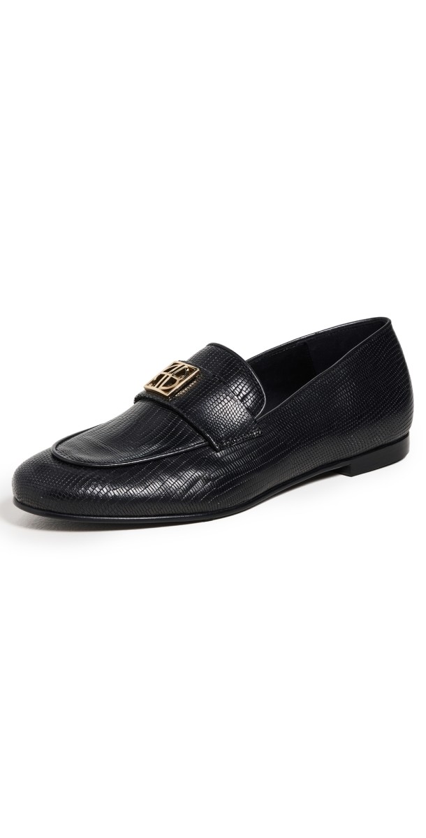 ANINE BING Corrine Monogram Loafers Black