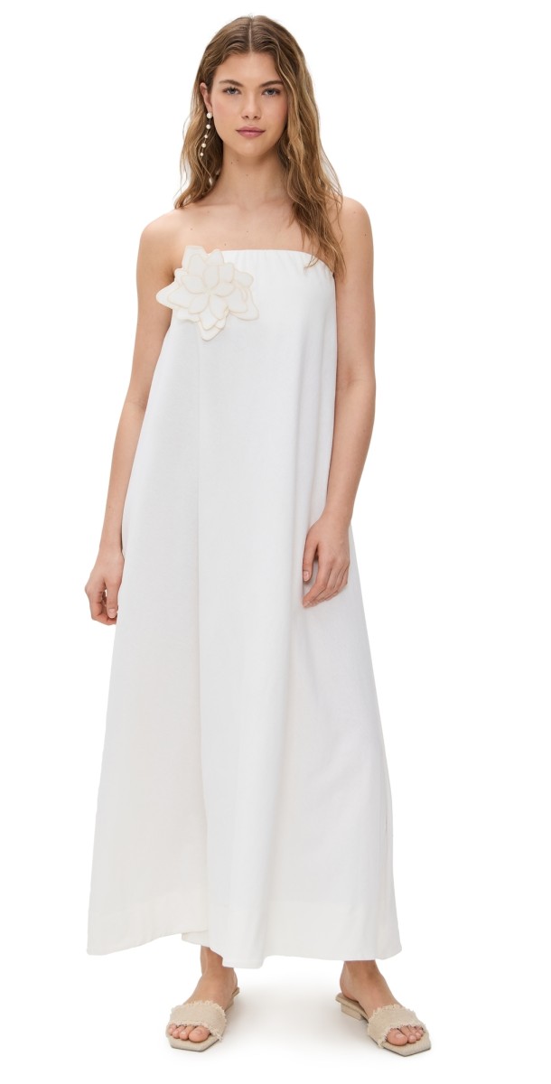 Dress To Flower Det. Maxi Dress Off White
