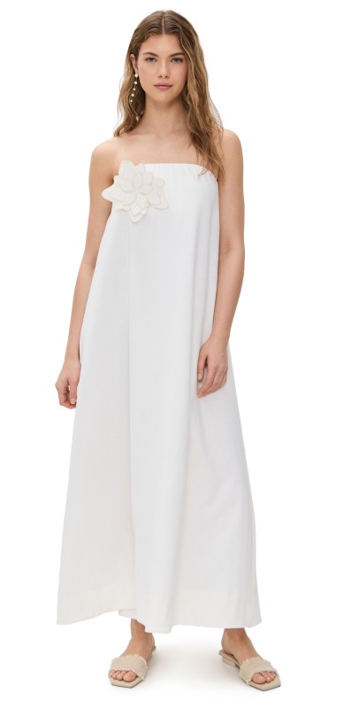 Dress To Flower Det. Maxi Dress Off White