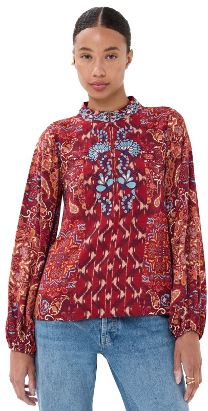 Figue Kit Top Kaleidoscope Paisley Red