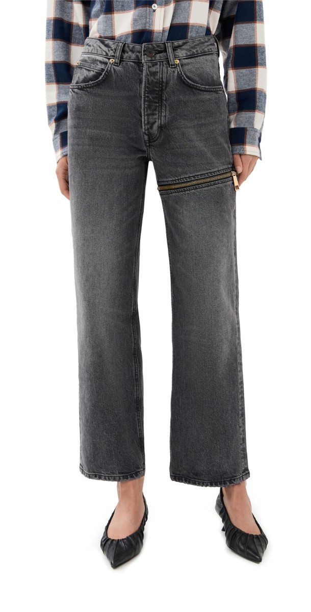 FRENKEN Denim Zipper Trousers Black