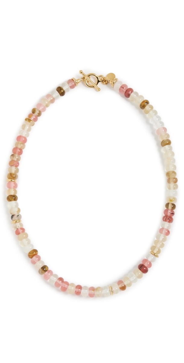 MAYAMAR Quartz Beaded Necklace in Neutral Tones Gold