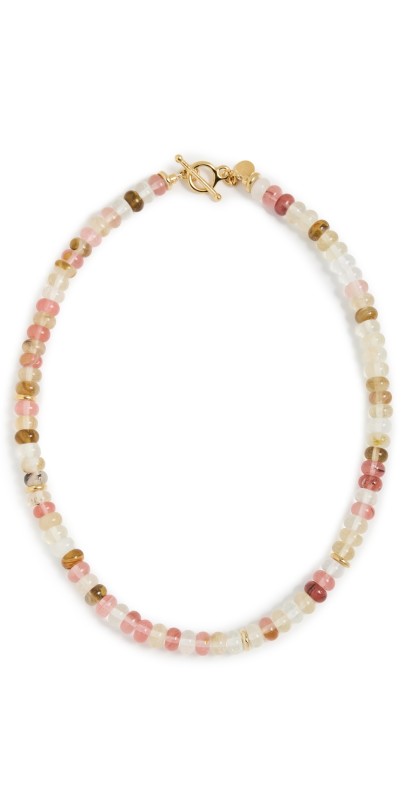 MAYAMAR Quartz Beaded Necklace in Neutral Tones Gold