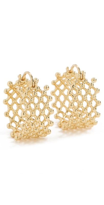 Kenneth Jay Lane Gold Criss Cross Hoop Post Earrings Gold