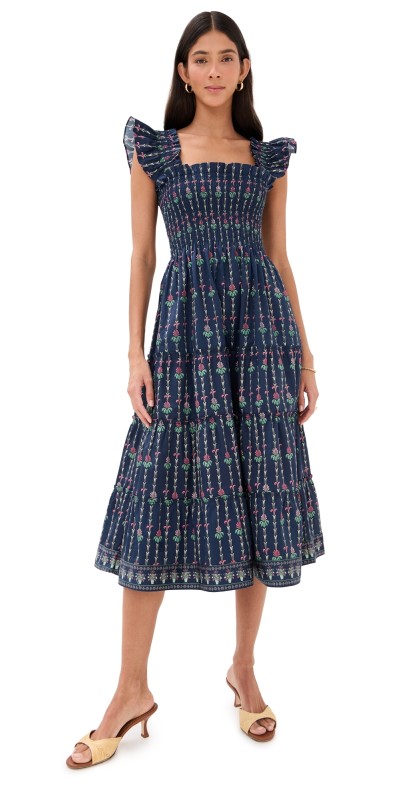 Hill House Home The Ellie Nap Dress Trailing Fern/Navy Multi
