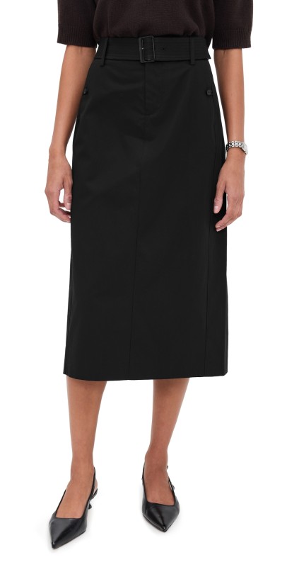 Vince Faux Leather Trim Pencil Skirt Black