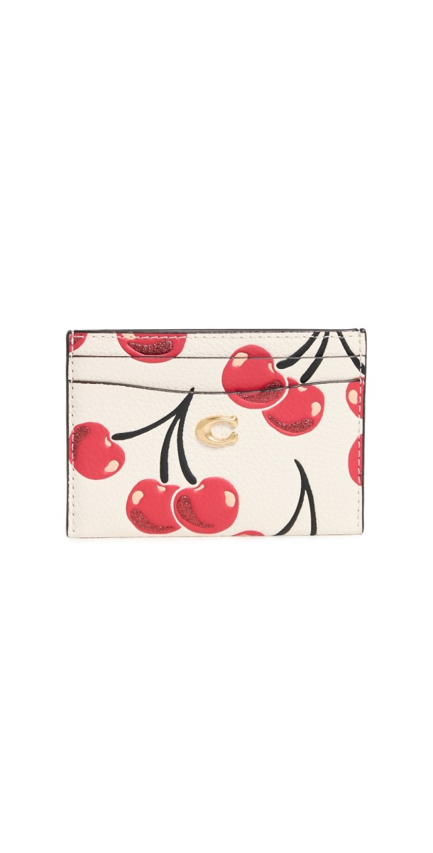 Coach Cherry Printed Leather Essential Card Case B4/Chalk Mult