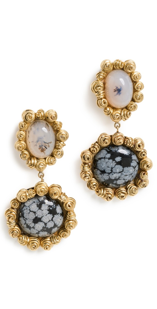 Ulla Johnson Rania Drop Earrings Snowflake Jasper