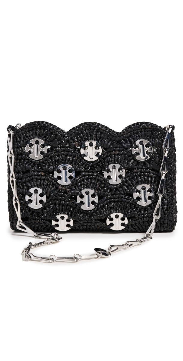 rabanne 1969 Raffia Nano Bag Black / Silver