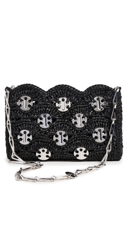 rabanne 1969 Raffia Nano Bag Black / Silver