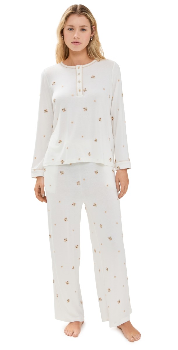 Sea Orla Sleepwear Henley PJ Set Cream