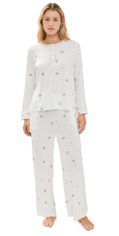 Sea Orla Sleepwear Henley PJ Set Cream