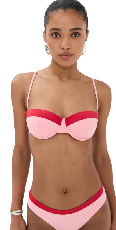 STAUD Jo Balconette Bikini Top Sweetheart/Cherry