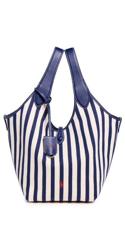 Polo Ralph Lauren Stripe Polo Canvas Tote Ink/Whit