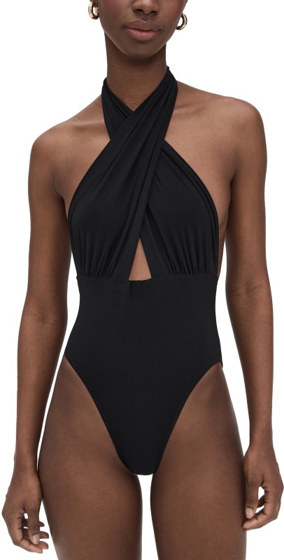 Norma Kamali Cross Halter Mio One Piece Black