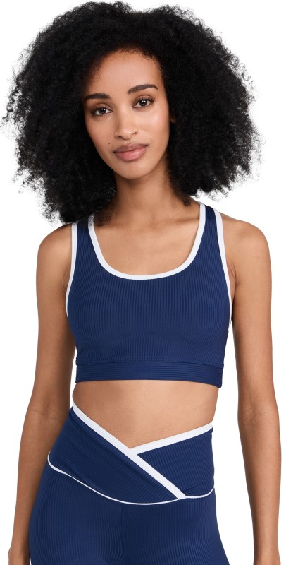 Year of Ours Ribbed Gym Bra 2.0 Navy/White