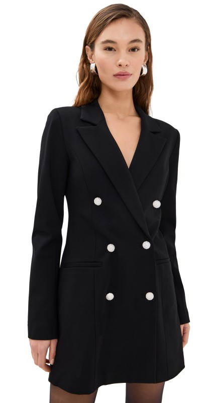 Good American Ponte Embellished Exec Blazer Dress Black001