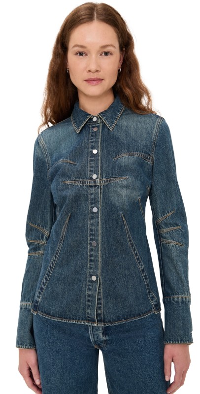 Helmut Lang Darted Apex Denim Shirt Tinted Vintage