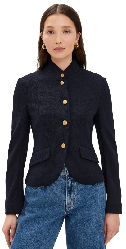rag & bone Slade Cropped Textured Blazer Navy