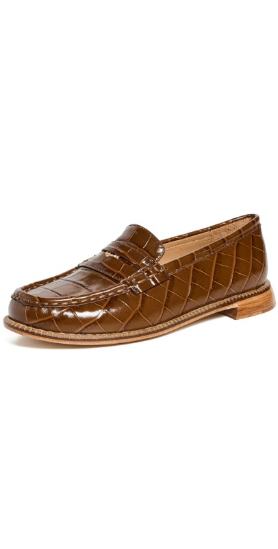 Freda Salvador Elba Loafers Hickory Embossed Croc