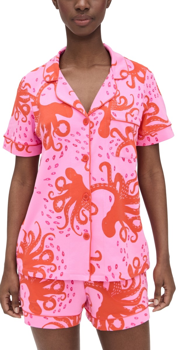BedHead PJs Cotton Jersey Knit Classic Shorty PJ Set Sea Dreamers