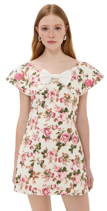 Tanner Fletcher Gretchen Wide Neck Mini Dress Pink Floral